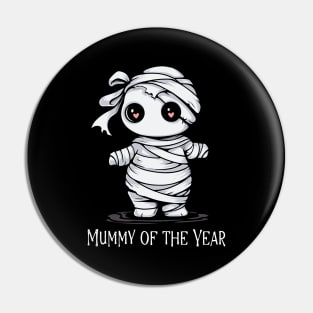 Halloween T-Shirt, Mummy of the Year Shirt, Mom's Spooky Tee, Fun Mummy Design, Women's Top, Family Halloween Apparel Pin