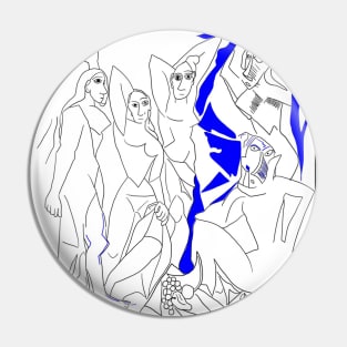 Les Demoiselles d'Avignon Line Art 2 inspired by the original painting Pin