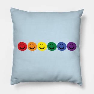 Pride Rainbow Smiley Faces Pillow