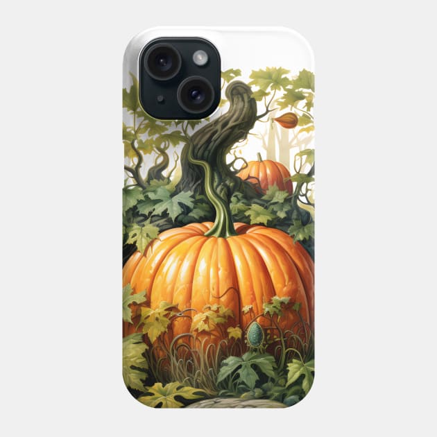 Whimsical Pumpkin Miniature Forest Watercolor Illustration of Autumn Phone Case by theworthyquote