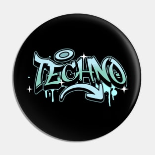 TECHNO  - Graffiti Tech (blue/aqua) Pin