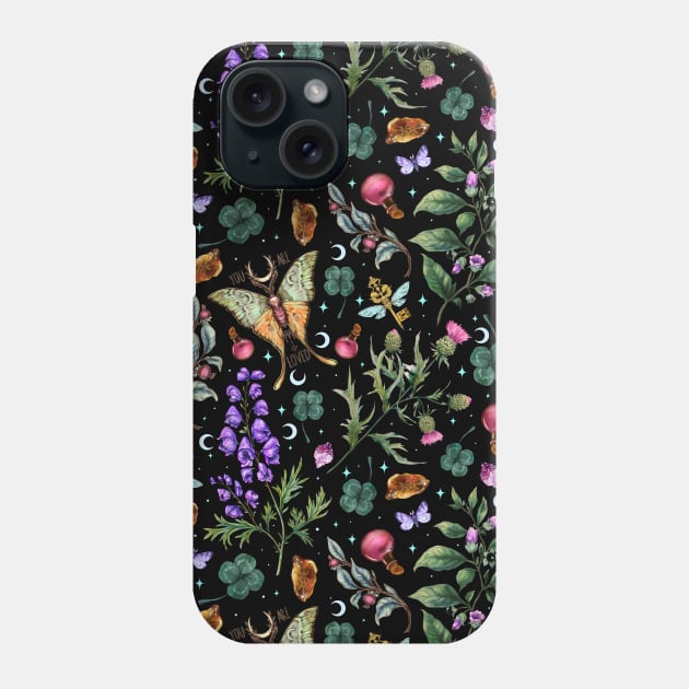 Witchy magical pattern. Poisonous herbs Phone Case by Sitenkova