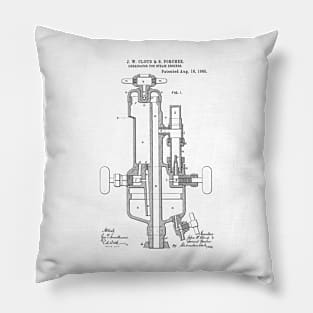 Lubricator for steam engine Vintage Retro Patent Hand Drawing Funny Novelty Gift Pillow