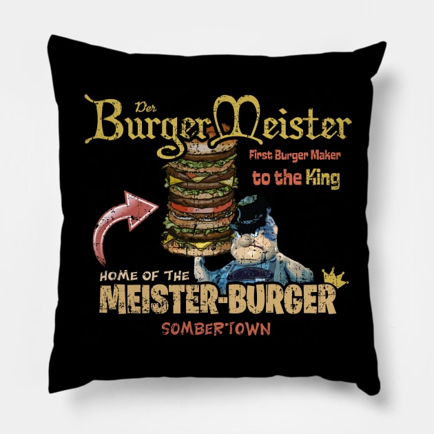 The BurgerMeister Home of the Meister-Burger Pillow by hauntedjack