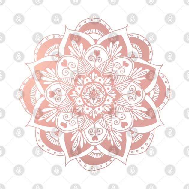 Rose Gold Mandala Flower by julieerindesigns