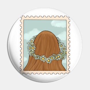 Cottagecore Flower Crown Stamp Pin