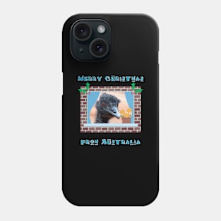 Merry Christmas from Australia with Emu in Window Phone Case