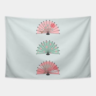 Mint and pink Japanese fans Tapestry