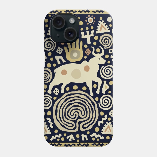 Shaman Bull in the Maze Ritual Phone Case by Esprit-Mystique