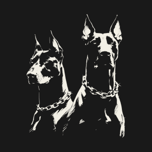 Doberman Dogs Hard Retro Grunge T-Shirt