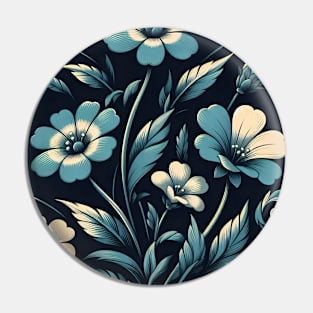Sky Blue Floral Illustration Pin