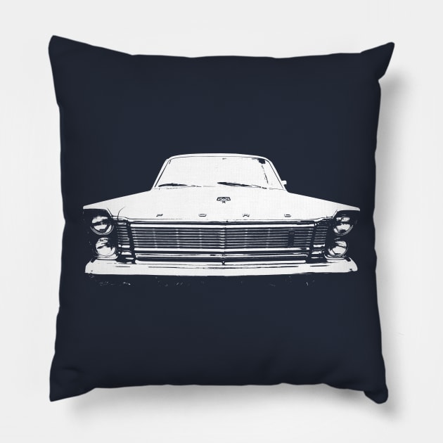 Ford Galaxie 1960s American classic car monoblock white Pillow by soitwouldseem