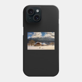 House by the mountains, winter time Phone Case