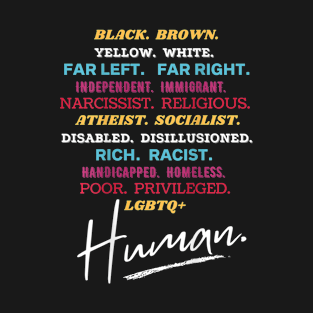 Human Diversity Awareness Graphic Type T-Shirt