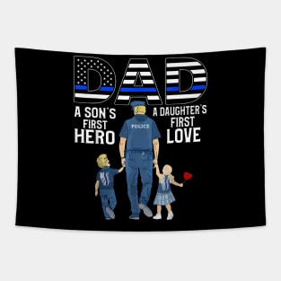 Proud Police Dad Police Officer Dad Cop Dad Fathers Day Tapestry