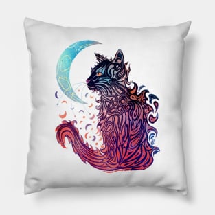 Cat Moon Dreaming (Red Kitty Edition) Pillow