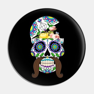 sugar skull flowers T-Shirt Pin