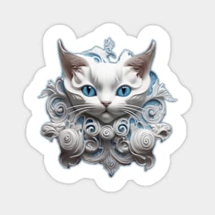 3d Cat with blue eyes Magnet