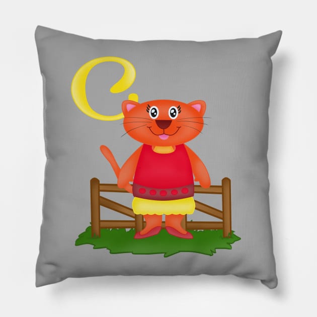 C is for Cat Pillow by LoraineLoves