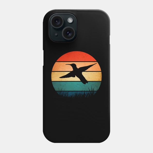 Hummingbird Silhouette Retro Sunset Design Phone Case by ShopBuzz