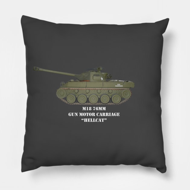 M18 Hellcat Tank Destroyer Pillow by Toadman's Tank Pictures Shop