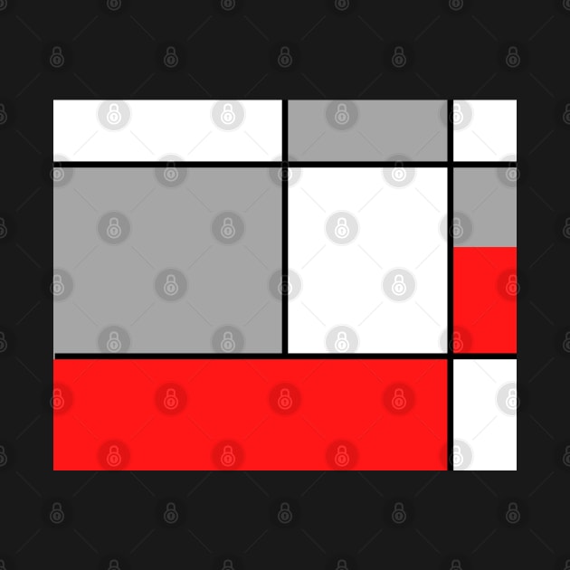 Squares and Rectangles  Red , Grey, and White by BirdsnStuff