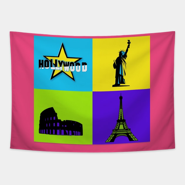 Famous Landmarks Tapestry by GLStyleDesigns