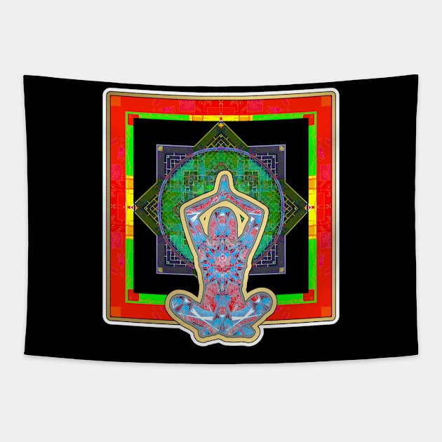 Red And Green Yoga Seen Tapestry by crunchysqueak