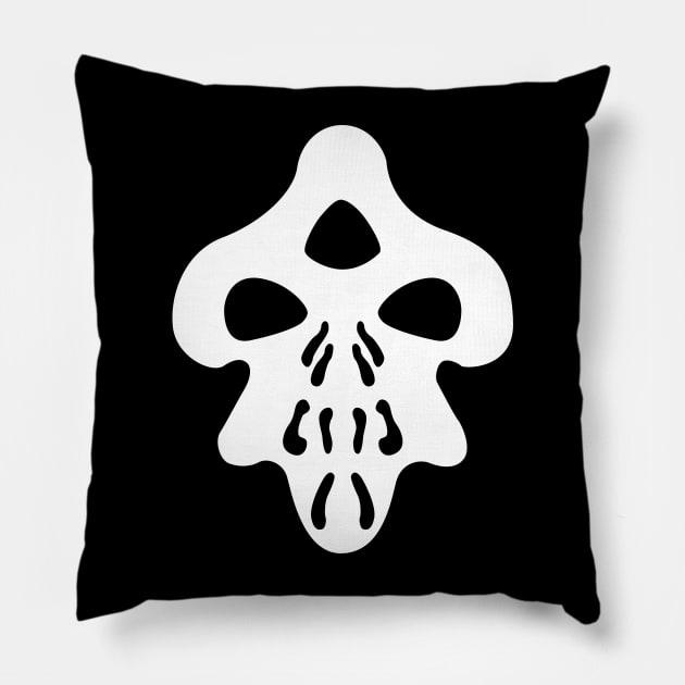 AtSaB Alien Skull White Pillow by amongstarsbones