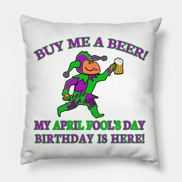 April Fool's Day Birthday Pillow by Scarebaby