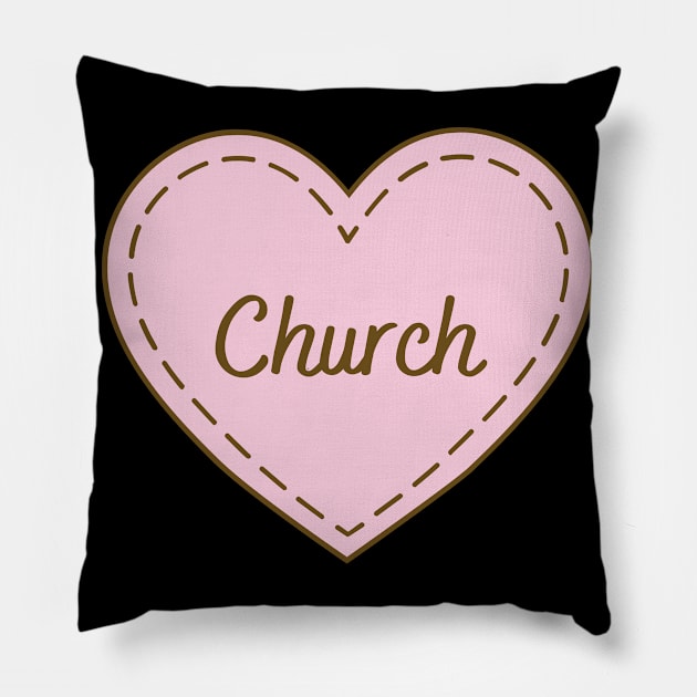 I Love Church Simple Heart Design Pillow by Word Minimalism