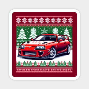 Ugly Christmas Sweater Toyota Supra Magnet