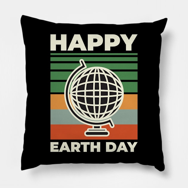 Vintage Happy Earth Day Pillow by crissbahari