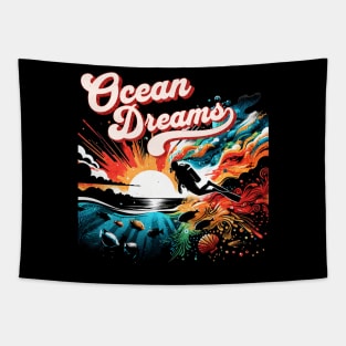 Ocean Dream Scuba Diver Design Tapestry