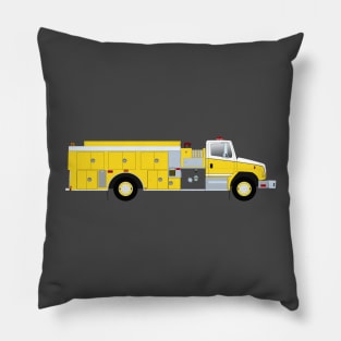 Yellow Fire Tanker Truck Pillow