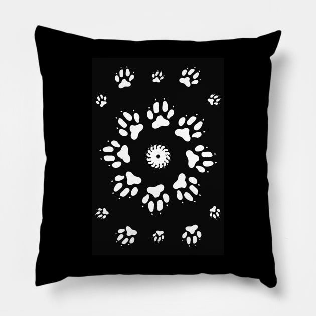 Black and White Dog Paws Pillow by KRitters