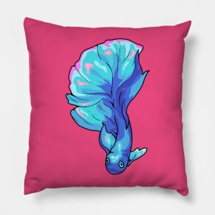 Colorful Fish without back. Blue and pink Pillow