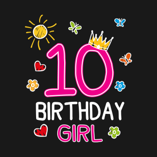 Kids 10th Birthday Girl Crown Princess T-Shirt