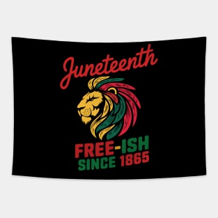 Juneteenth Lion Pride – Free-ish Since 1865 Rasta Colors Afrocentric Tapestry