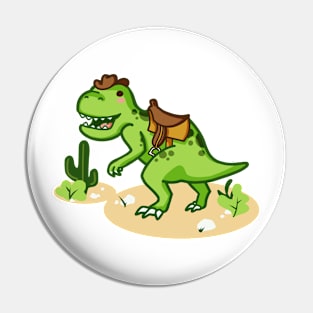 Cowboy T-Rex with little hat and saddle, tyrannosaurus, dino, dinosaur Pin