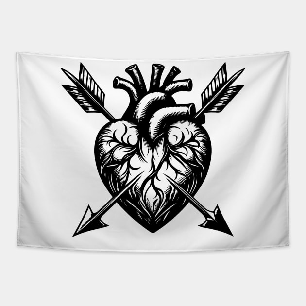 Tattoo with heart and arrows Tapestry by AnnArtshock