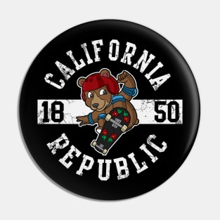 California Republic Bear Skater Skateboard Pin