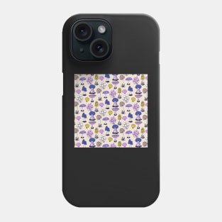 Groovy Weirdcore Mushrooms in purple and blue Phone Case