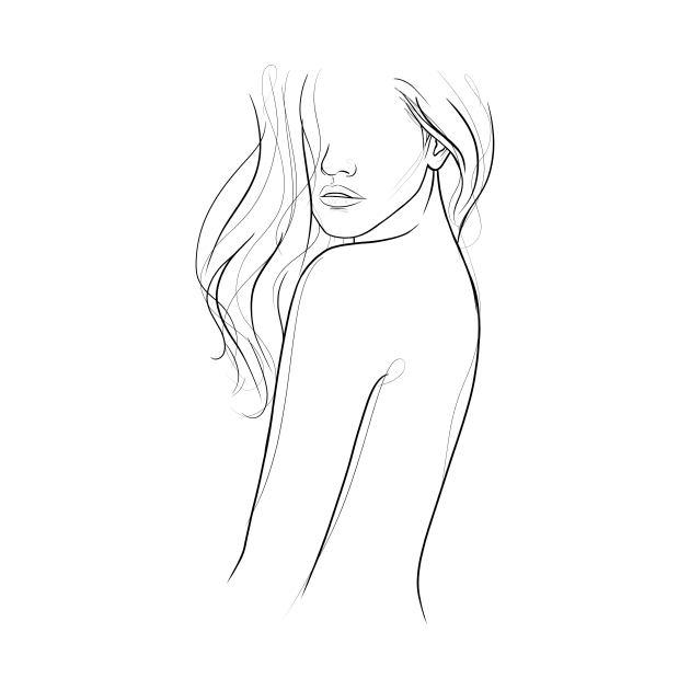 Beautiful Woman Line Artwork by BastetLand