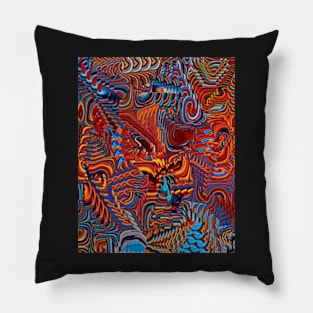 Dragons in Fire Abstract Pattern Pillow