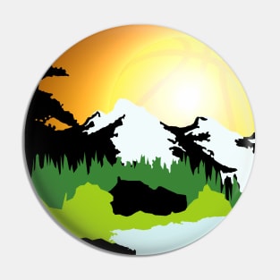 Bob Ross Basketball Sunrise Pin