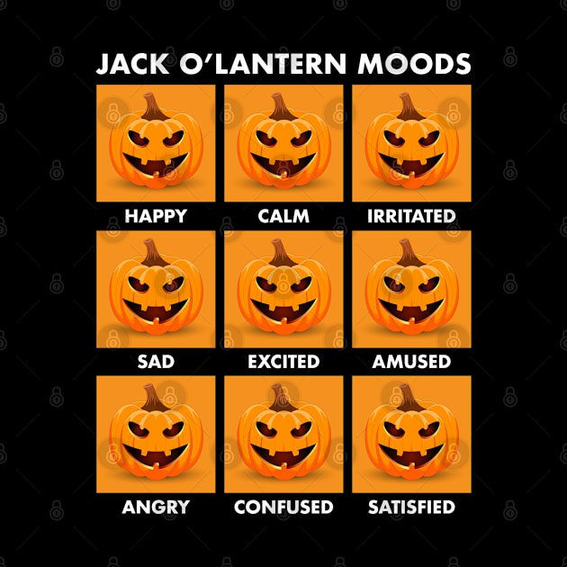 Jack O'Lantern Moods (white-out for dark shirts) by andrew_kelly_uk@yahoo.co.uk