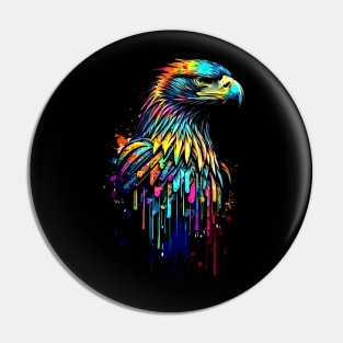 The rainbow-colored bald American eagle Pin