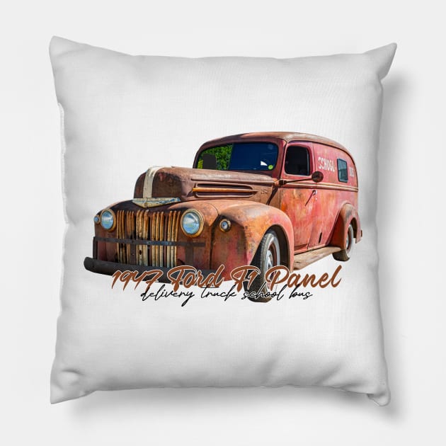 1947 Ford Panel Delivery Truck School Bus Pillow by Gestalt Imagery