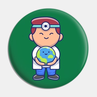 Cute Doctor Save Cute World Cartoon Pin